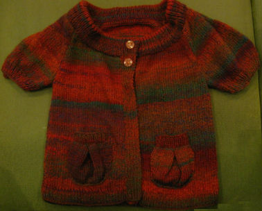 Cardigan laine rouge à poches